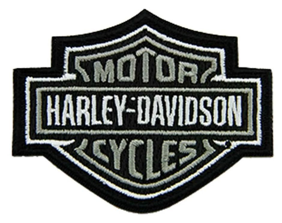Harley-Davidson 4in Embroidered Grey Bar and Shield Logo Sew-on Patch  682608011444