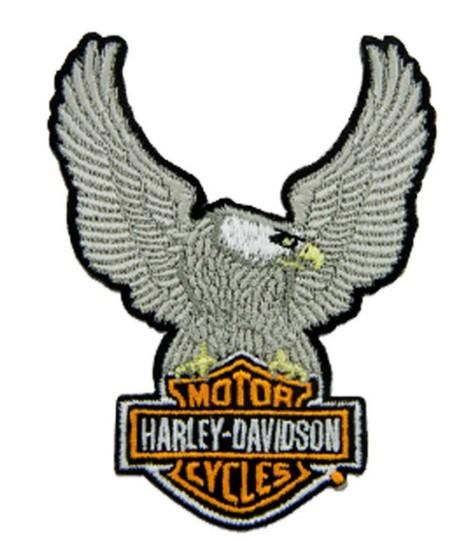 Harley-Davidson 3.5 in Embroidered Silver Eagle Bar &amp; Shield Sew-On Patch 682608011598