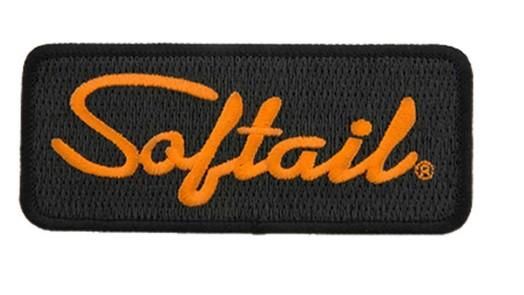 Harley-Davidson 4.125 in Embroidered Softail Emblem Sew-On Patch - Black/Orange 682608011680