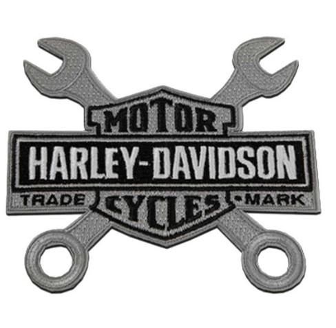Harley-Davidson 4 in. Embroidered Wrenches Bar &amp; Shield  Sew-On Patch 682608011888