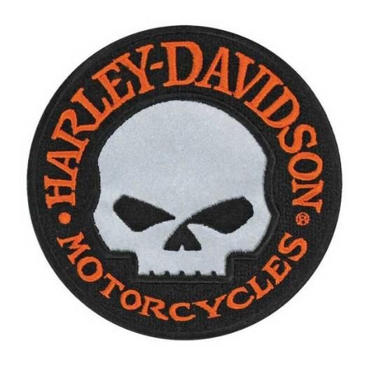 Harley-Davidson 4 inch Willie G Skull Reflective Embroidered Sew-On Patch 682608011673