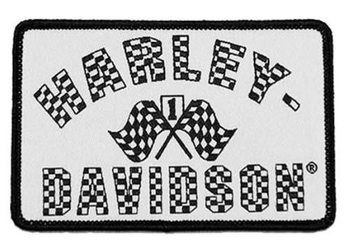 Harley-Davidson 3.5 in. Checkered Flag Emblem Sew-On Patch - White &amp; Black 682608013202