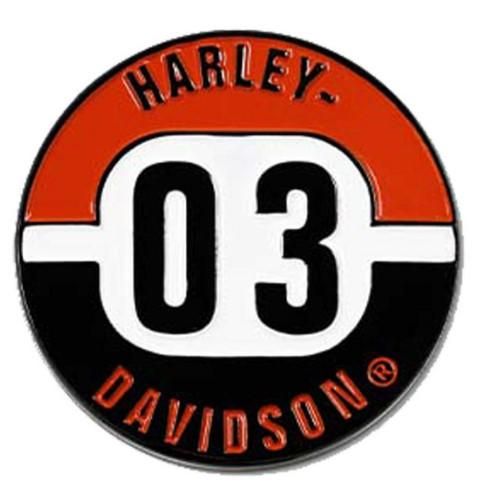 Harley-Davidson 1.5 inch. Bold &#39;03 H-D Text Metal Pin, Gloss Black 682608013387
