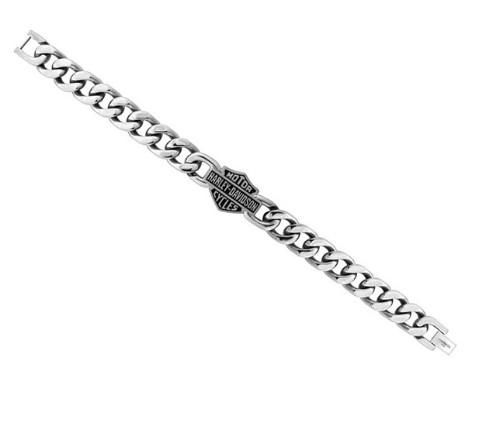 Harley-Davidson Men&#39;s Bar &amp; Shield Stainless Steel Chain Bracelet HSB0015-9