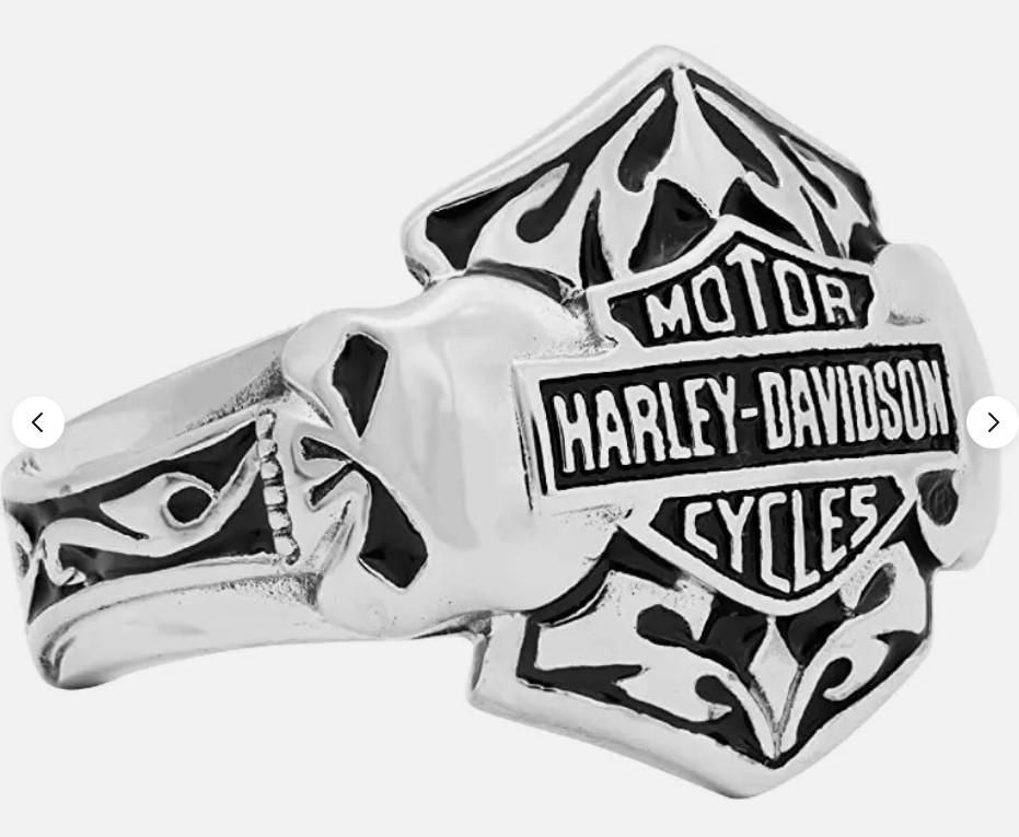 Harley-Davidson Men&#39;s Steel Double Skull Ring  HSR0002