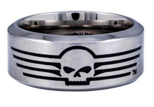 Harley-Davidson Men&#39;s Willie G Skull Lines Stainless Steel Band Ring HSR0027