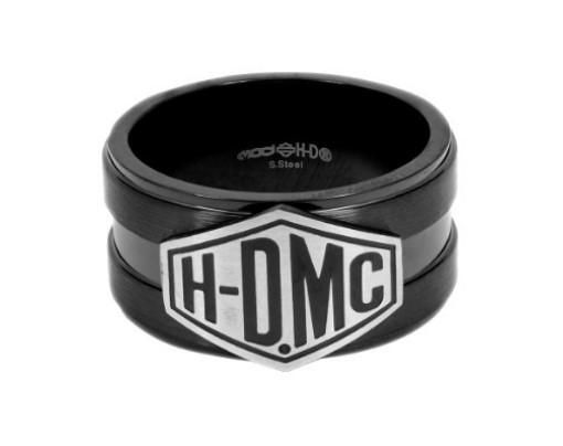 Harley-Davidson H-DMC Black Matte and Shiny Silver Steel Band Ring HSR0041