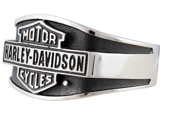 Harley-Davidson Men&#39;s Vintage Bar &amp; Shield Signet Ring, Stainless Steel hsr0103