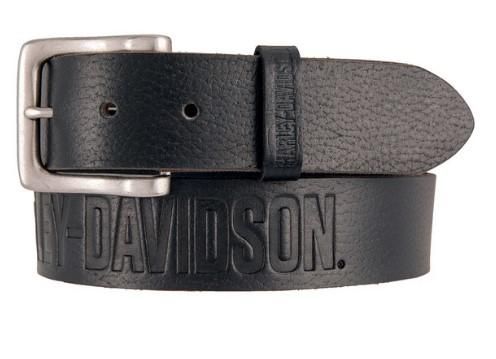 Harley-Davidson Men&#39;s Embossed Ride The Line Leather Belt, Black HDMBT11331-BLK