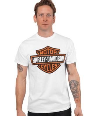 Harley-Davidson &#39;Orange on White&#39; White Men&#39;s Dealer T-Shirt 4029154904