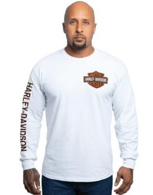 Harley-Davidson &#39;BS on White&#39; White Men&#39;s Dealer Long Sleeve T-Shirt 4029156003