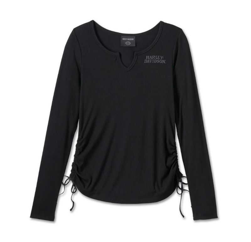 Harley-Davidson Women&#39;s Willie G Skull Tie Notch Neck Knit Top 99060-24VW
