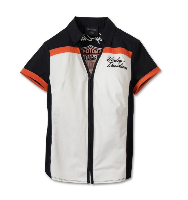 Harley-Davidson Women&#39;s Elemental Bar &amp; Shield Zip Front Shirt 99055-23VW