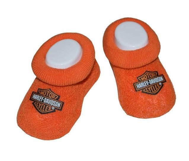 Harley-Davidson Baby Boys&#39; Boxed Booties, Bar and Shield Logo, Orange S9LUL22HD