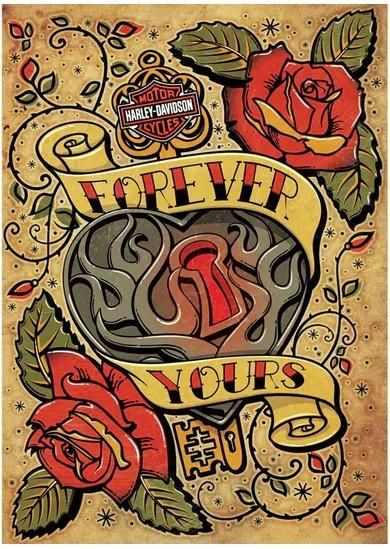 Harley-Davidson Forever Yours Bar and Shield Valentines Day Card 661154200380