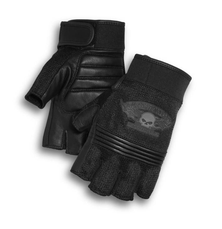 Harley-Davidson Men&#39;s Winged Willie G Skull Fingerless Gloves - 98277-14VM