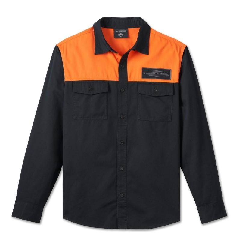 Harley-Davidson Men&#39;s Stacked Bar &amp; Shield Long Sleeve Shirt - Colorblock 96035-25VM