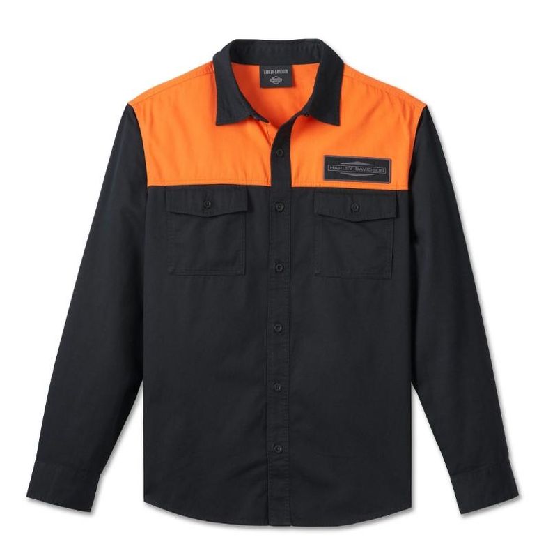 Harley-Davidson Men&#39;s Stacked Bar &amp; Shield Long Sleeve Shirt - Colorblock 96035-25VM