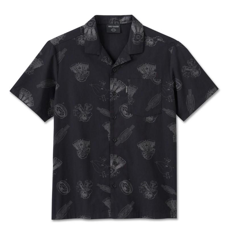 Harley-Davidson Men&#39;s Engine Aloha Short Sleeve Shirt 96053-25VM