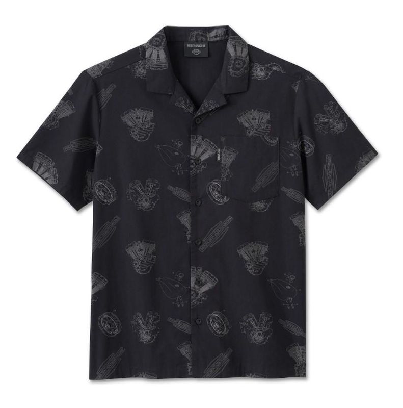 Harley-Davidson Men&#39;s Engine Aloha Short Sleeve Shirt 96053-25VM