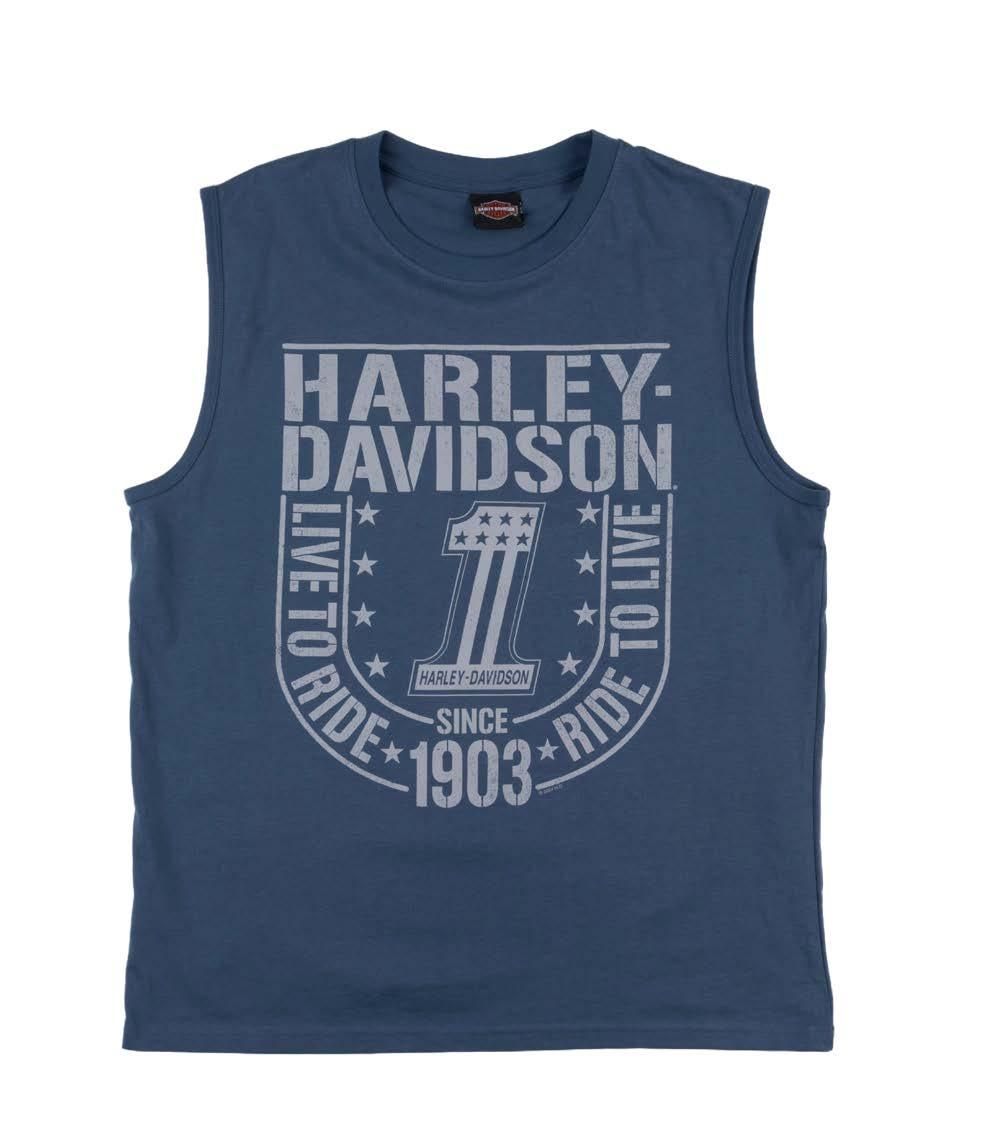 Harley-Davidson &#39;Star Proud&#39; Black Mens Dealer Sleeveless T-Shirt 4029168203