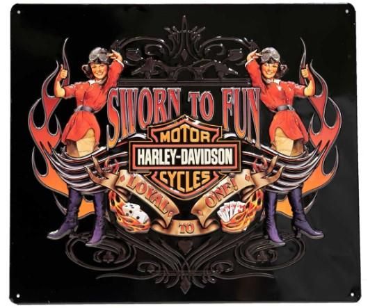 Harley-Davidson Sworn To Fun Babes Tin Sign AR-2010721