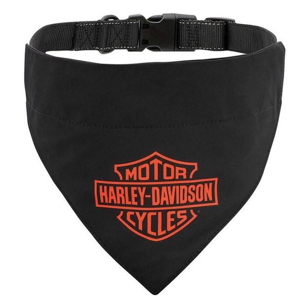 Harley-Davidson Dog Pet Collar w/ Black Bandana, SM/MD 12&quot;-18&quot; Adjustable Clasp HDX-90206