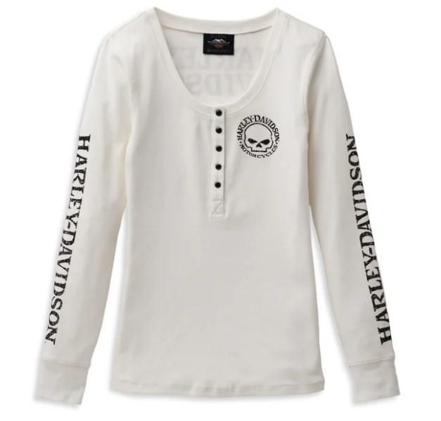 Harley-Davidson Womens Willie G Skull Snap Front LS Henley - 99100-22VW