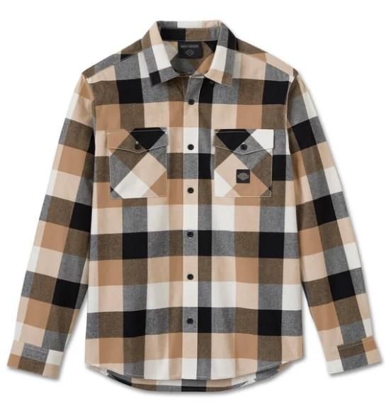 Harley-Davidson Long Sleeve Plaid Shirt - Black Tannin 96032-25VM