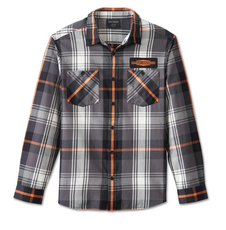 Harley-Davidson Mens long sleeve Plaid Shirt - Black Blackened Pearl 96040-25VM