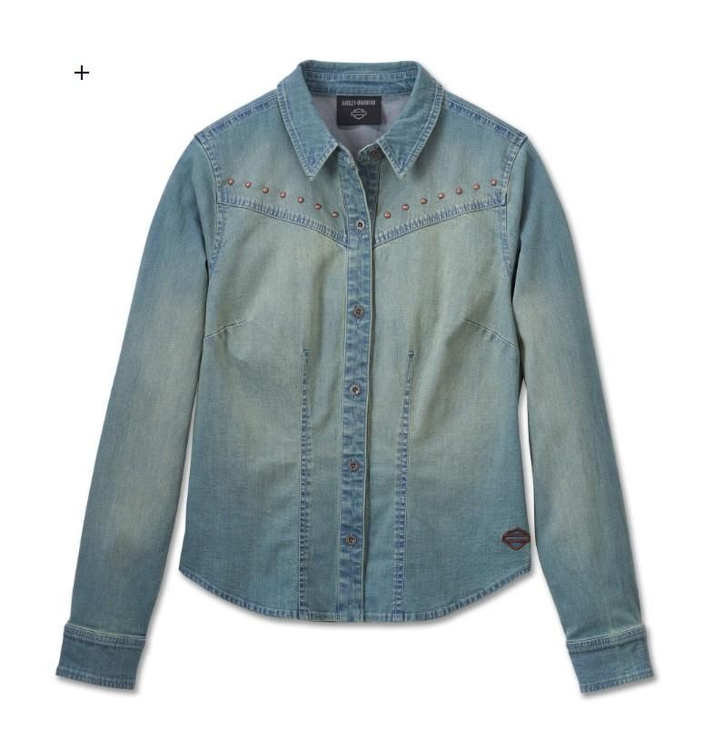 Harley-Davidson Womens H-D Studded Denim Shirt 96182-25VW