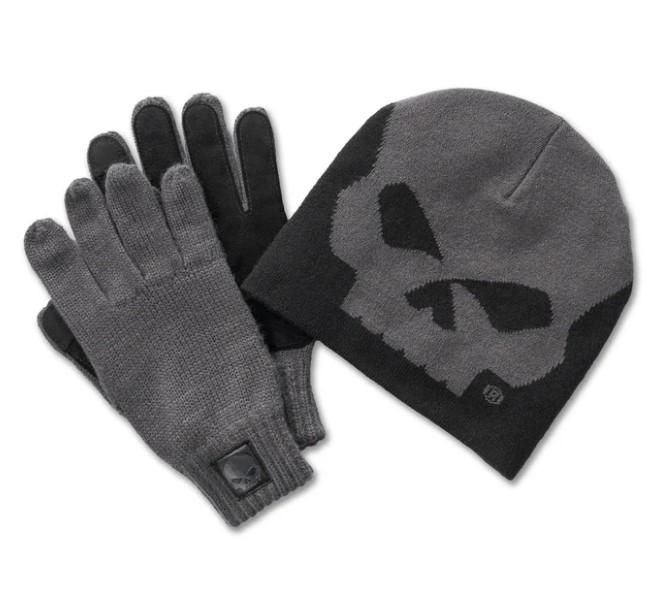 Harley-Davidson Willie G Skull Beanie and Glove Gift Set - Blackened Pearl  97657-25VM