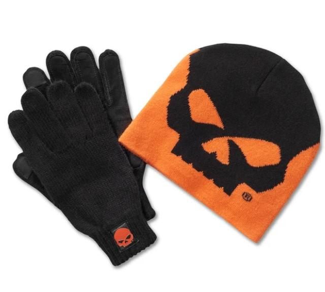 Harley-Davidson Willie G Skull Beanie and Glove Gift Set - Harley Orange  97658-25VM 