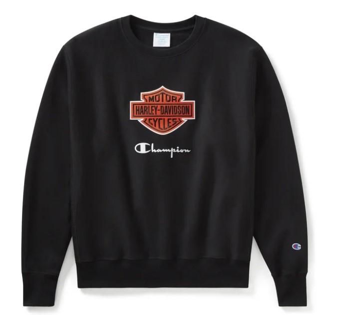 Harley-Davidson X Champion Fanatic Crew Neck Sweatshirt  Black  Orange 96864-24VM