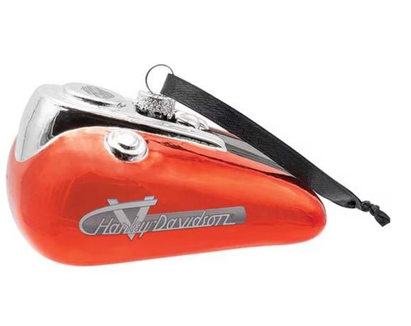 Harley-Davidson Vintage 1955 Gas Tank Holiday Ornament, Blown Glass - Orange HDX-99315