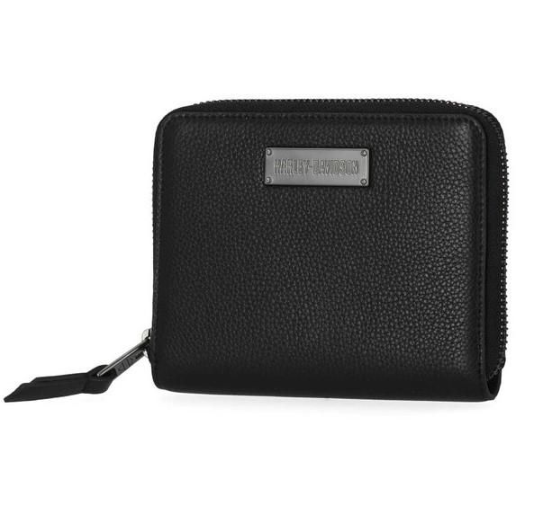 Harley-Davidson Womens Classic Small Zip Around Leather Wallet - Black MWW001/08