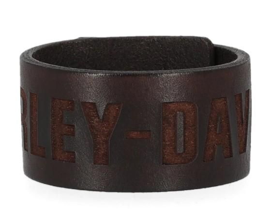 Harley-Davidson Text Leather Cuff Brown Small/Medium MAU604/01SM
