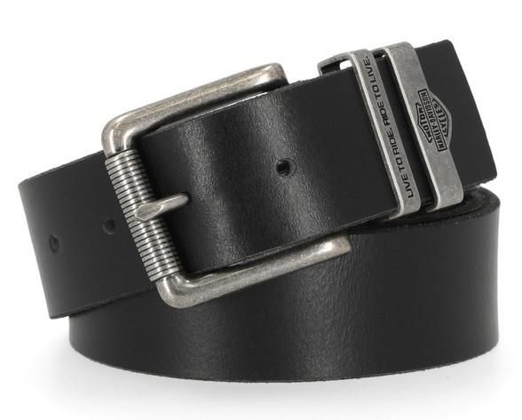 Harley-Davidson Mens Metal Keeper H-D Logo Leather Belt - Brown BMM037/01