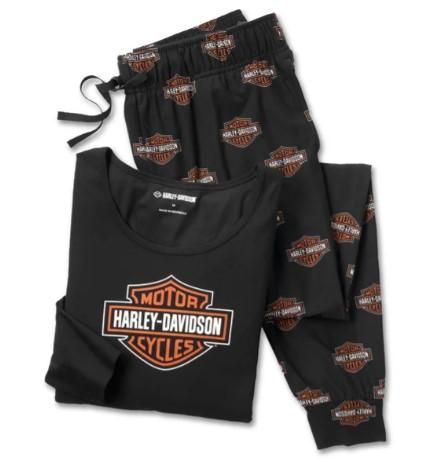 Harley-Davidson Womens Bar Shield Long Sleeve Pajama Set - Harley Black 96159-25VW