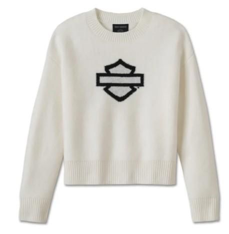 Harley-Davidson Womens Open Bar Shield Sweater - Cloud 96163-25VW