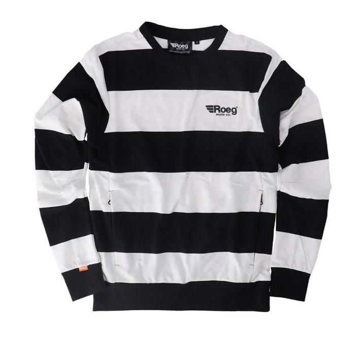 Roeg SHAWN Stripe Sweatshirt - Off-White / Black 973983