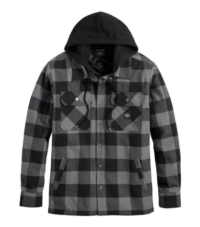 Harley-Davidson Men&#39;s ONWARDS HOODED  Plaid shirt   96356-23VM