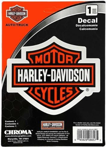 Harley-Davidson Bar &amp; Shield Logo Vinyl Decal - Orange &amp; Black - 5 x 4  045929086575