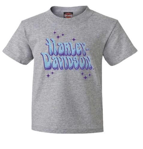 Harley-Davidson Girl&#39;s Starry Retro Youth Short Sleeve Tee, Heather Gray 4029075902