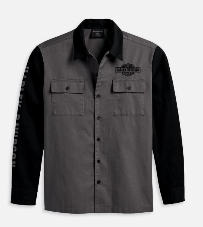 Harley-Davidson MEN&#39;S COLORBLOCKED BLACKENED PEARL SHIRT 96135-23VM 