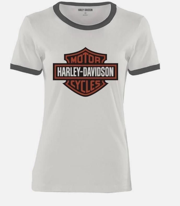 Harley-Davidson WOMEN&#39;S ESSENTIAL BAR &amp; SHIELD RINGER TEE 96229-23VW