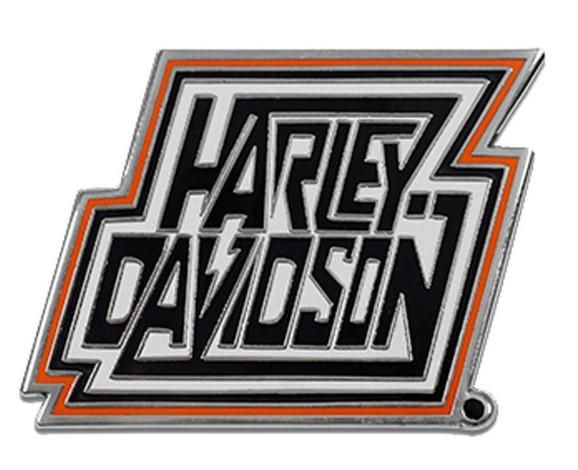 Harley-Davidson 1.5 inch H-D Lightning Metal Pin, Silver &amp; Orange 682608015534 