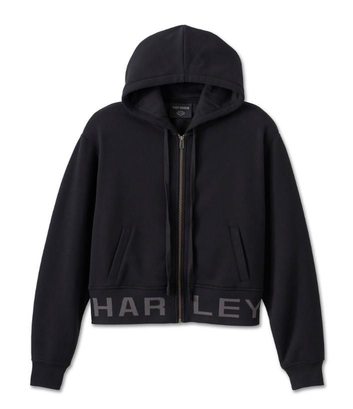 Harley-Davidson Womens Cropped Full Zip Hoodie - Black 96154-25VW