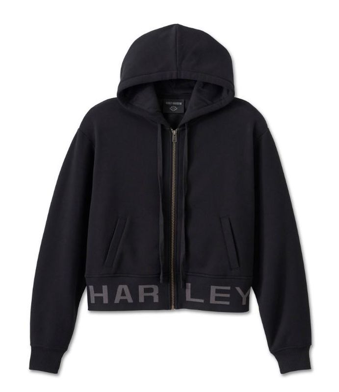 Harley-Davidson Womens Cropped Full Zip Hoodie - Black 96154-25VW