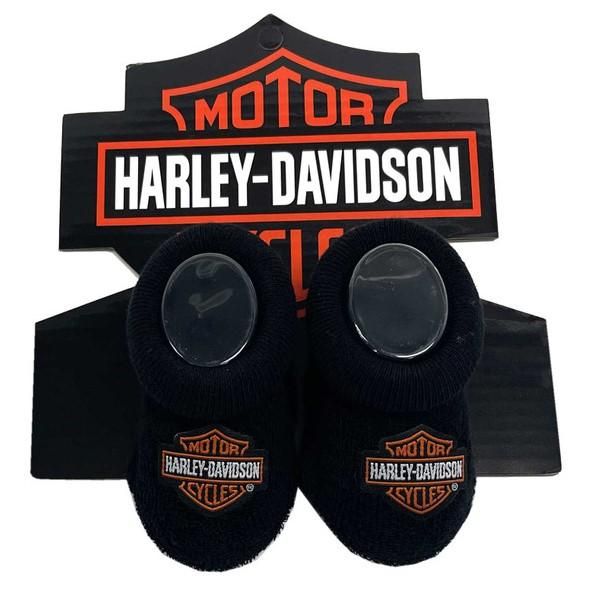 Harley-Davidson Baby Boys Bar and Shield Patch Newborn Booties Socks - Black 889114191220